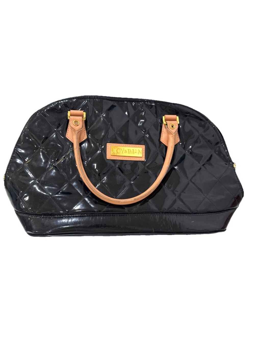 Joy & Iman Black Quilted Leather Tote Bag Large Satchel Purse HSN Travel Work